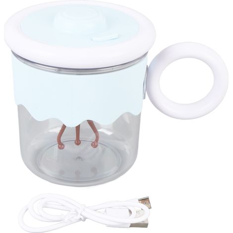 Mug Café Mélangeur Électrique 400ML Un Clic Mignon Portable Plastique – Tasse Mélange Automatique Lait Protéine Poudre, Bleu (1/5)