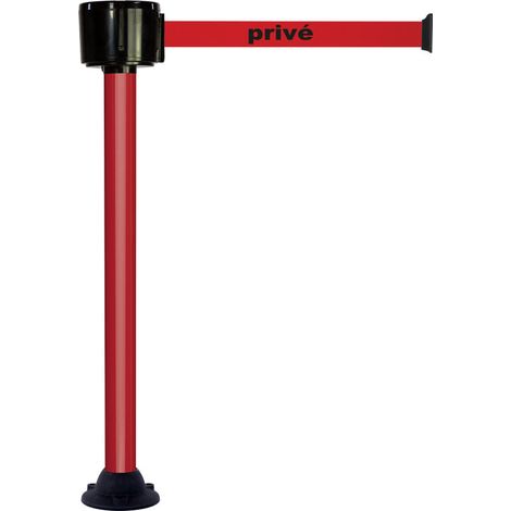Poteau alu rouge à sangle grande longueur rouge + privé 12m x 50mm sur socle fixe - 2810357