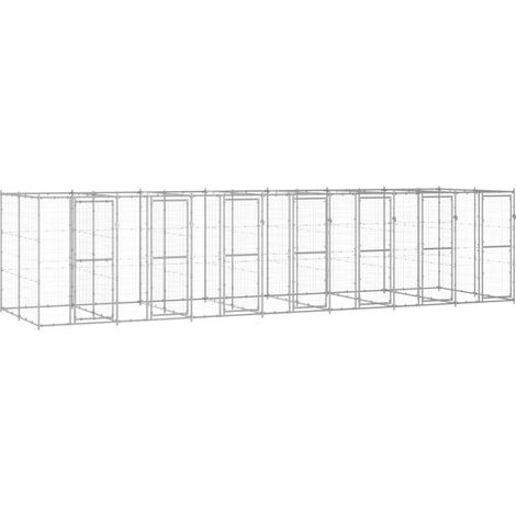 Chenil extérieur cage enclos parc animaux chien extérieur acier galvanisé 16,94 m² (1/5)