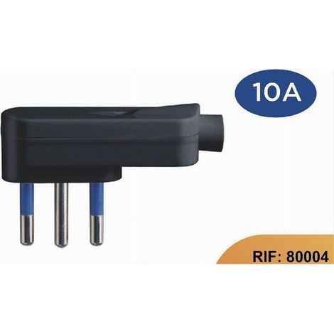 TRADE SHOP - Spina Elettrica Piatta Salvaspazio Laterale 2p+t 10a 25 V Max 1500 W Nero 80004 - (1/3)