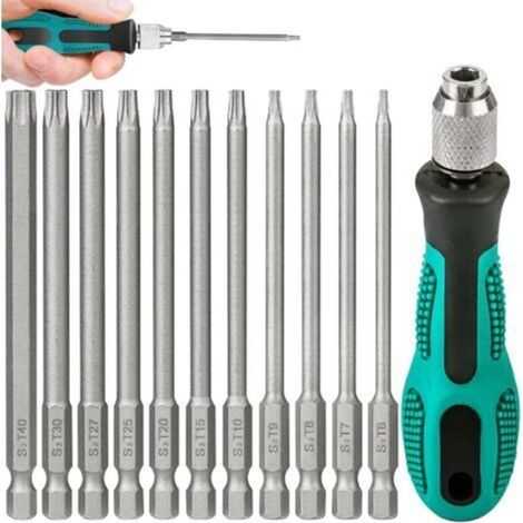 – Jeu de 11 tournevis torx T6-T40 – Tige hexagonale 100mm – Compatible avec visseuses manuelles et électriques – Embouts S2 1/4 pouce (1/5)