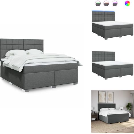 Sommier à lattes de lit avec matelas Gris foncé 180x200cm Tissu - Sommier À Lattes De Lit - Sommiers À Lattes De Lit - Lit - Meuble De Chambre À Coucher (1/5)