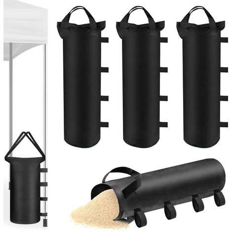 Sac De Lestage - Lot De 4 - Tissu Oxford 800D - Fixation Sangle - Tonnelle Jardin Plage - 50x15 Cm Noir (1/5)