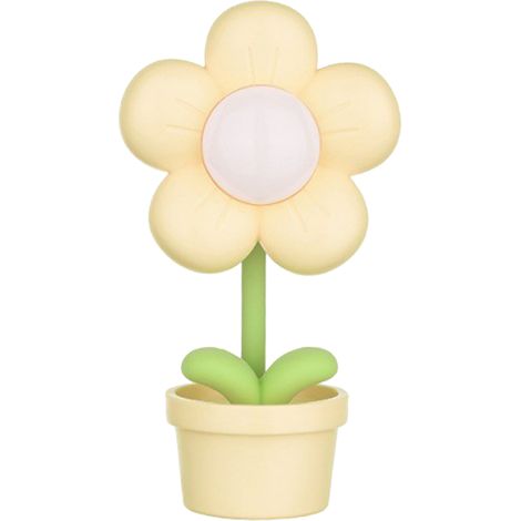 Ortviai Veilleuse en forme de fleur jaune – Lampe de chevet souple 360°, LED économe, pile intégrée (1/5)