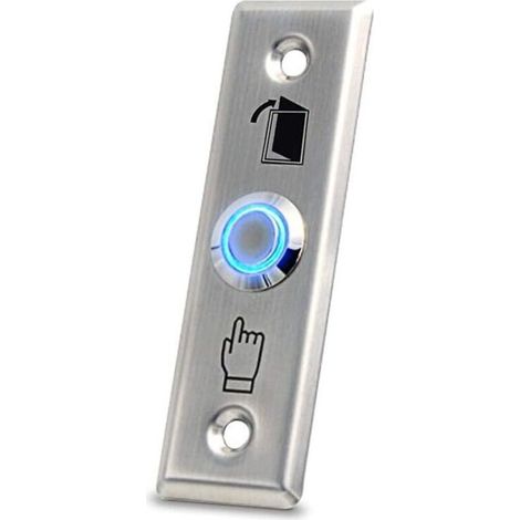 SABIR Bouton de sortie de porte en acier inoxydable avec éclairage LED pour système de verrouillage d'accès à domicile (30 x 90 mm) (1/4)