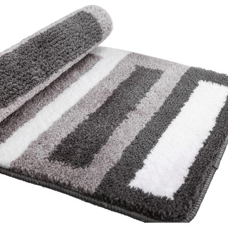 Alfombrilla antideslizante para baño, cocina, ducha, de microfibra, lavable a máquina - 50 x 80 cm, gris (1/5)