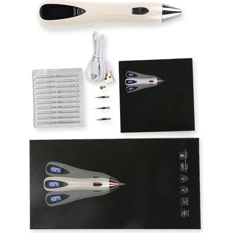 Stylo Électrolyse USB Rechargeable pour Taches de Rousseur et Grains de Beauté - Appareil de Beauté Argenté (1/5)