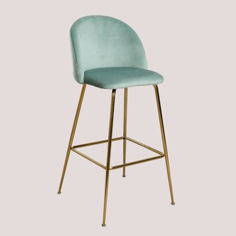Sgabello alto in velluto Kana Design SKLUM        Verde Abete Dorato   