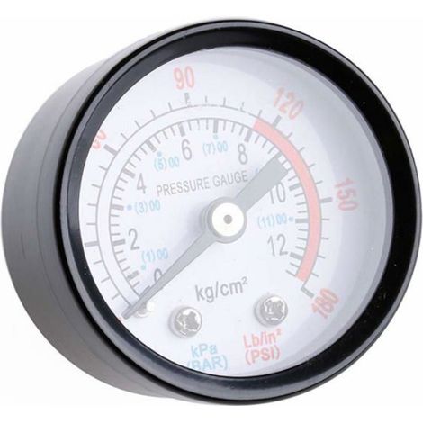 Manomètre Pneumatique - 1 Unité - Acier et Verre - Mesure 0-12 Bar - Pour Compresseur d'Air - Diamètre 42 mm CASSETTE VHS (1/5)