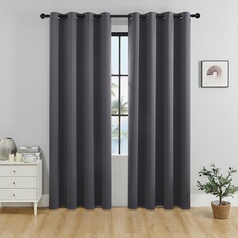 Rideaux d'extérieur imperméables, lot de 2 rideaux de pergola avec œillets en haut, 132 x 213 cm, gris (1/5)