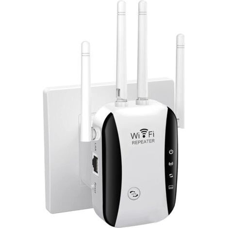 Répéteur WiFi 300Mbps - Amplificateur 2.4GHz, 4 Antennes, 1 Port LAN, Compatible avec Toutes Box Internet (1/5)