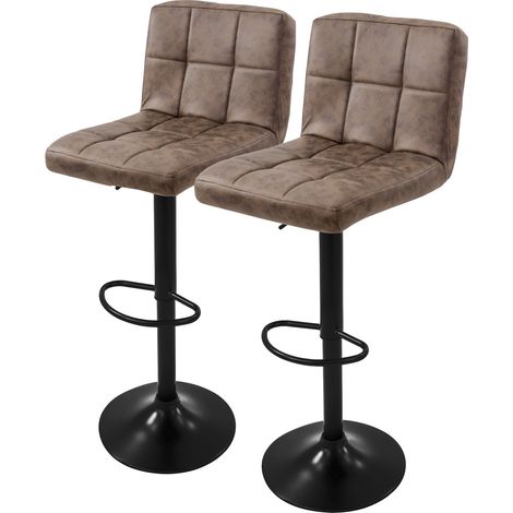 ML-Design Set di 2 Sgabelli da Bar Rivestimento in Ecopelle Marrone Sgabello Imbottito da Cucina Bistrot Regolabile in Altezza 63-83 cm Girevole a 360° Sedia Imbottito Alto con Schienale Poggiapiedi (1/5)