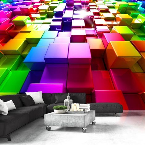 Papier peint cubes colorés - 150 x 105 cm (1/4)