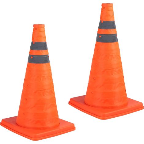 Paquet de 2 cônes de sécurité Orange Pliables de 18 Pouces/cônes de Circulation Orange/cône de sécurité réfléchissant Multi-usages, cônes de Conduite pour l'entraînement, cônes de stationnement (1/5)