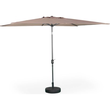 Parasol droit rectangulaire 2x3m - Touquet taupe - mât central en aluminium orientable et manivelle d'ouverture