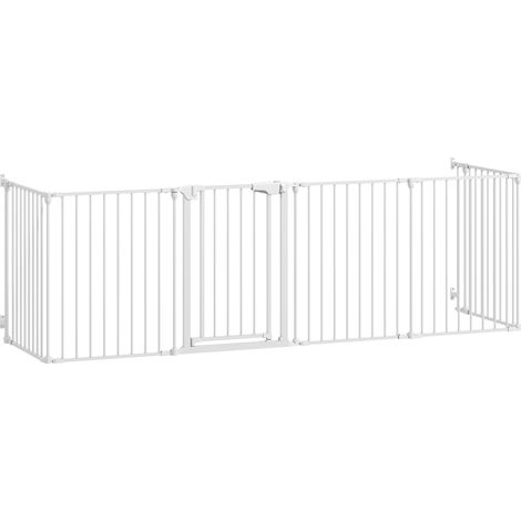 Barrière de sécurité métallique pliable 6 panneaux pour chien et enfants blanc 61 x 75 cm