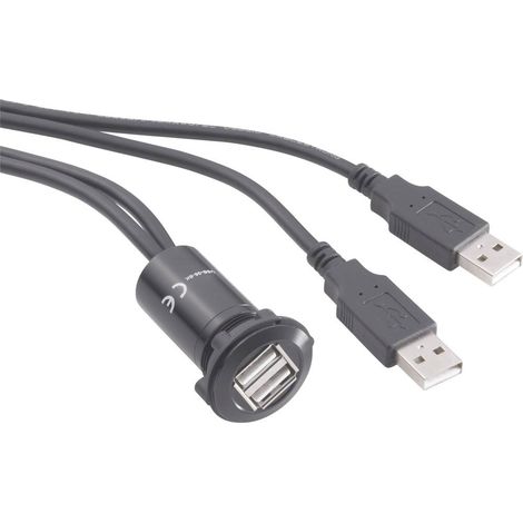 TRU COMPONENTS USB-06-BK Presa USB Presa, Adattatore 2 x presa USB tipo A su 2 x spina USB tipo A con cavo da 60 cm Con (1/2)