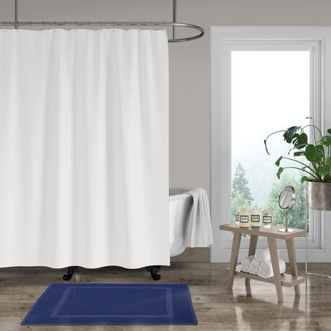 Tapis de Douche Bleu 50x70 cm 100% Coton Ultra Absorbant Épais (1/5)