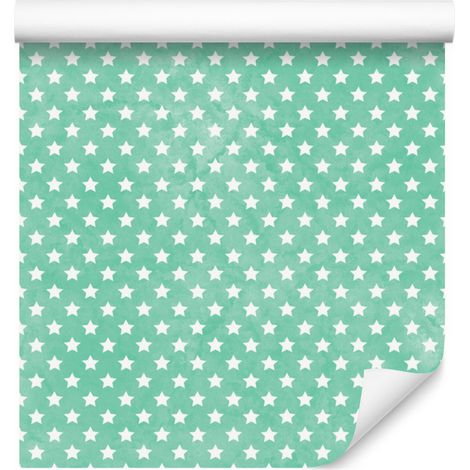 Carta da parati con menta e stelle marine per soggiorno e camera da letto, 50x1000 cm (1/5)