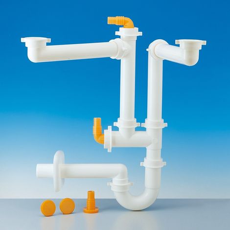 New Spazio 2/35 sifone salvaspazio + scarico PP bianco 9.1275.52 (1/3)