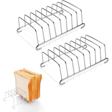 2 Pièces Porte-Toast, Acier Inoxydable, 8 Fentes, 14,8 cm, Support Pain, Cuisine, Restaurant