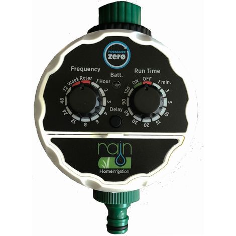 Programmateur arrosage basse pression – Alimentation 2 piles AAA – Pression maximale 5 bar – Débit 35 lt/min – Sortie filetée 3/4" M – Rain