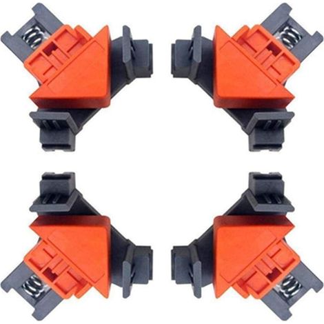 Lot De 4 Pinces À Angle Droit Pour Travail Du Bois, Menuiserie 90 Degrés Clip De Serrage À Angle Droit Fixation Rapide Du Cadre De Photo Colliers De Coin (1/5)