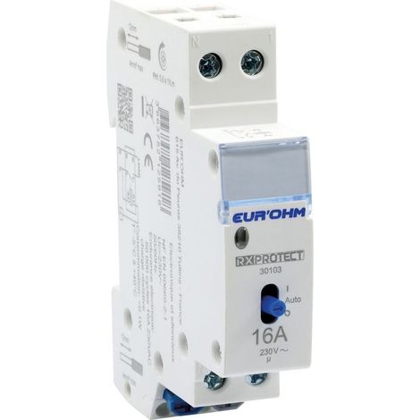 Eur'Ohm – Contacteur à clé 16A 1P+N 30103 – Tension 230V AC – Ultra silencieux pour environnements sensibles – Connexion rapide sur rail DIN (1/4)