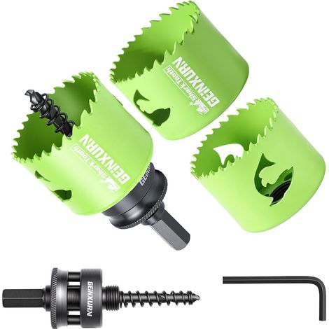 Set de 4pcs Scies-Cloches 54mm avec Foret Centrage et Tige 7/16" (1/5)