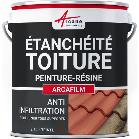 Arcane Industries – Peinture résine d'étanchéité pour toiture – 2.5 L brun – Revêtement élastique pour toits en pente – Résistance intempéries (1/6)
