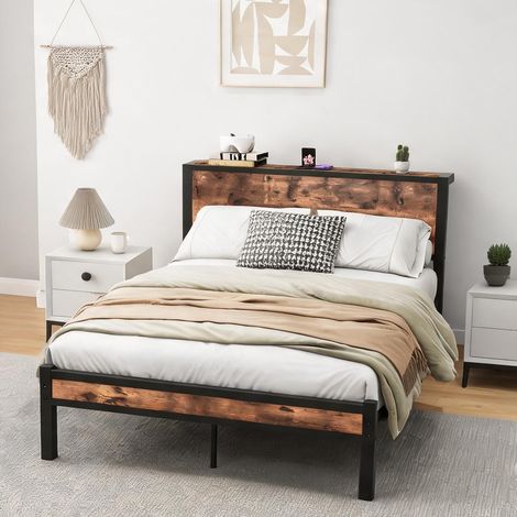 Tête de lit coloris antique marron en mDF métal 208 x 140 x 90 cm (1/5)