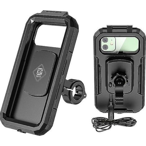 Support de téléphone avec chargeur sans fil étanche Qi/Type C PD 15 W pour moto, boîtier en S, support pour guidon (1/3)