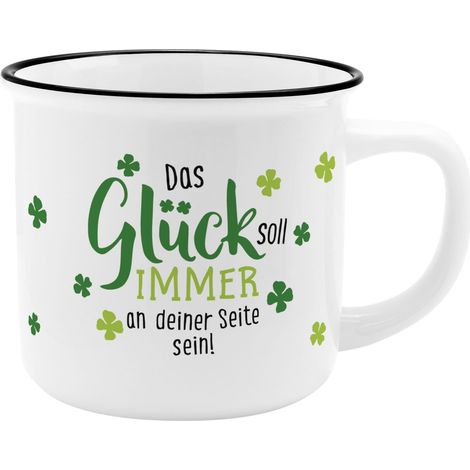 Tasse motif chance New Bone China Porcelaine, aspect émail, 35 cl Cadeau amusant, porte-bonheur 73931 (1/3)