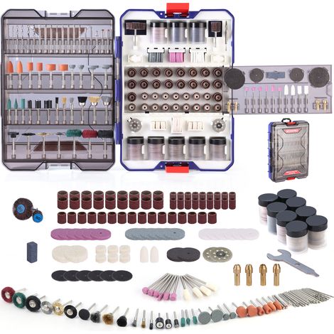 WORKPRO Coffret de 698 Accessoires pour Outil Rotatif, Kit d'Accessoires Universels pour Couper, Meuler, Poncer, Polir, Nettoyer, Percer, Sculpter et Graver