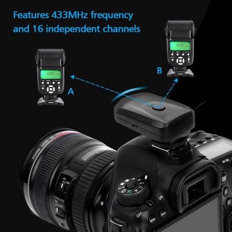 Kit déclencheur flash sans fil 16 canaux VBESTLIFE avec 1 émetteur + 2 récepteurs + 1 cablede synchronisation-Ywey