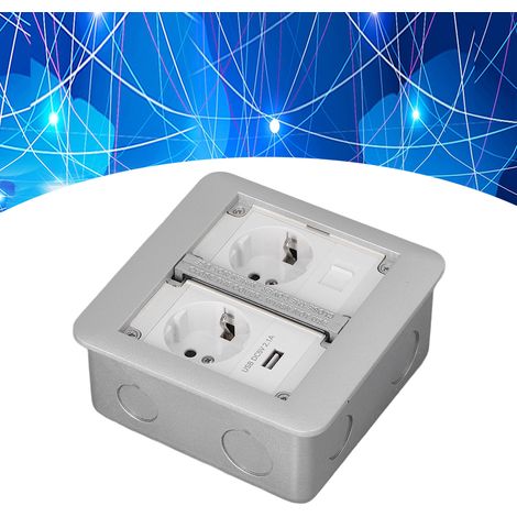 Prise de sol encastrée multifonctionnelle, prise encastrée standard européenne, 250 V, gris foncé. (1/5)
