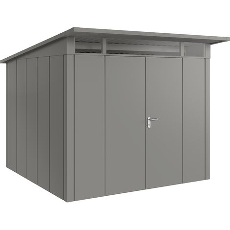 Hörmann Metall-Gerätehaus "Juno" mit Pultdach, JPD10 - Design, 262 x 262 cm (B x T), graualuminium, 2-flüglige Tür (1/5)