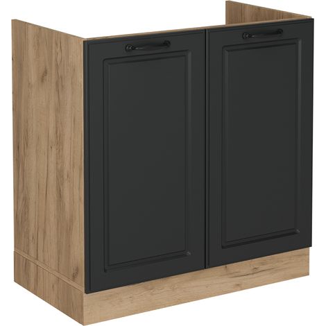 Mobile lavello cucina R-Line, Antracite casa di campagna, 80 cm senza piano di lavoro, Vicco