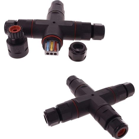 2 Connettori Giunta X IP68 Senza Viti 3 Posti per Cavo Elettrico 6 12mm 150x30mm