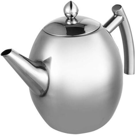 Marokkanische Teekanne mit Filter – 1-Liter-Edelstahlkessel/Kaffeekanne mit Filter, großer, verdickter, flacher Boden, Wasserbehälter für Kaffee/Tee mit Filter (1/5)