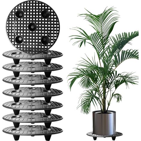 Lot de 8 supports de pot de fleurs ronds en plastique - 30 cm - Pour balcon et jardin (1/5)