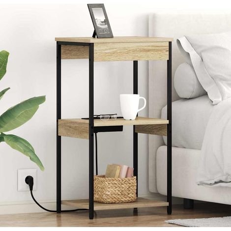 Nachttisch mit Regal Sonoma-Eiche 41 x 31 x 76 cm Holzwerkstoff