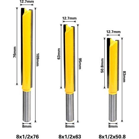3-teiliges 8-mm-Schaft-Bündigfräser-Set, Bündigfräser, Kopierfräser mit Kugellager, Holzbearbeitungs-Fräswerkzeuge (1/4)