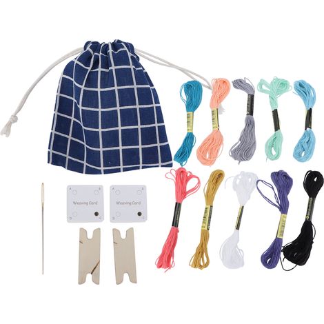 Weaving Card Tablet Set Paper Loom with Shuttle Embroidery Thread for DIY Craft Hand‑Made (1/5)