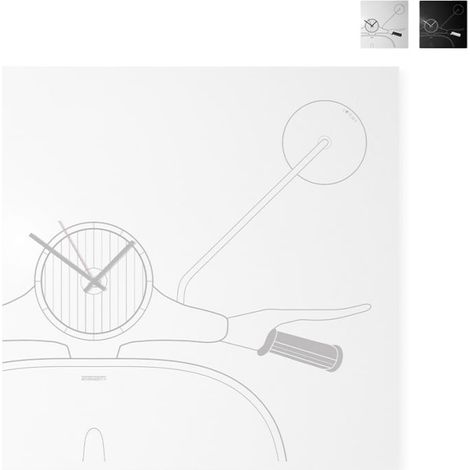 Wanduhr mit Schlüsselhalter und magnetischer Tafel Vespa Scooter Clock - Grau (1/5)