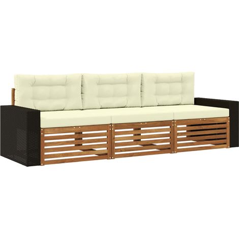 vidaXL Outdoor Sofa Set 3 pcs Natural and Cream Polyester