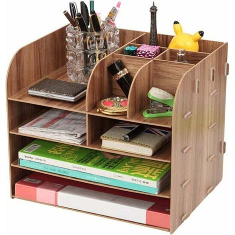 Wooden Desk Organizer, Designer Desk Storage Set, Multifunctional Desk Organizer for Pens, Pencils, A4 Paper, Accessories - RAPANDA (1/4)