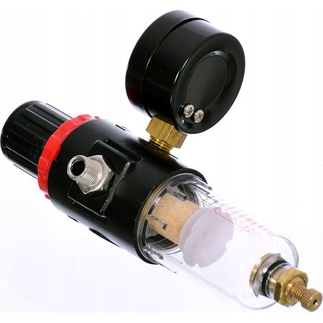 FILTRO SCARICATORE RIDUTTORE ARIA CON MANOMETRO PER COMPRESSORE PNEUMATICO (1/3)