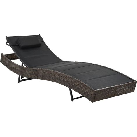 Tumbona tumbona cama solar cama de jardín mobiliario de exterior para terraza tejido de resina y textileno marrón 020012921
