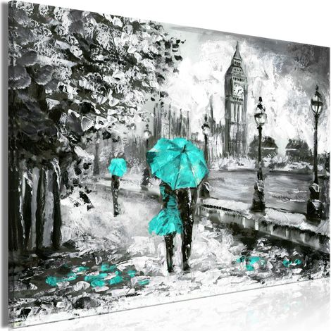 Quadro - Walk in London (1 Part) Wide Turquoise - 90x60 (1/4)